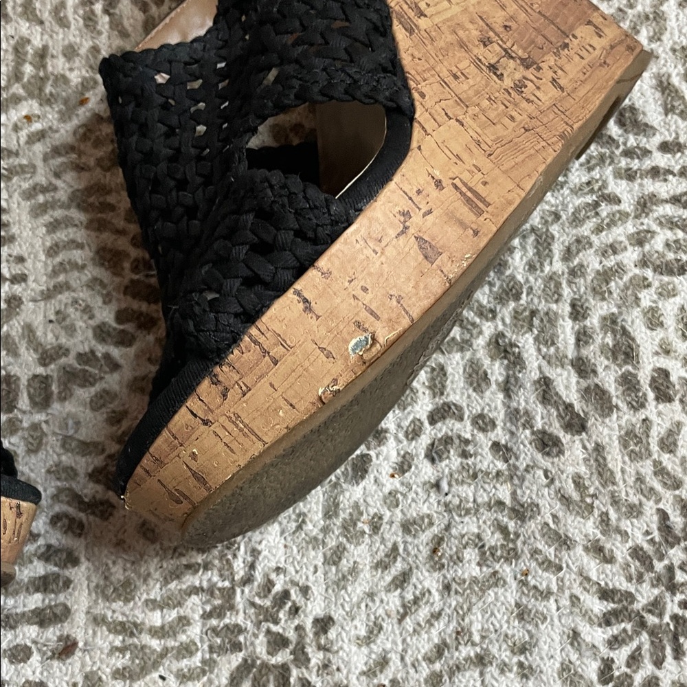 SO Women's Black Crochet Wedges - Picture 3 of 5